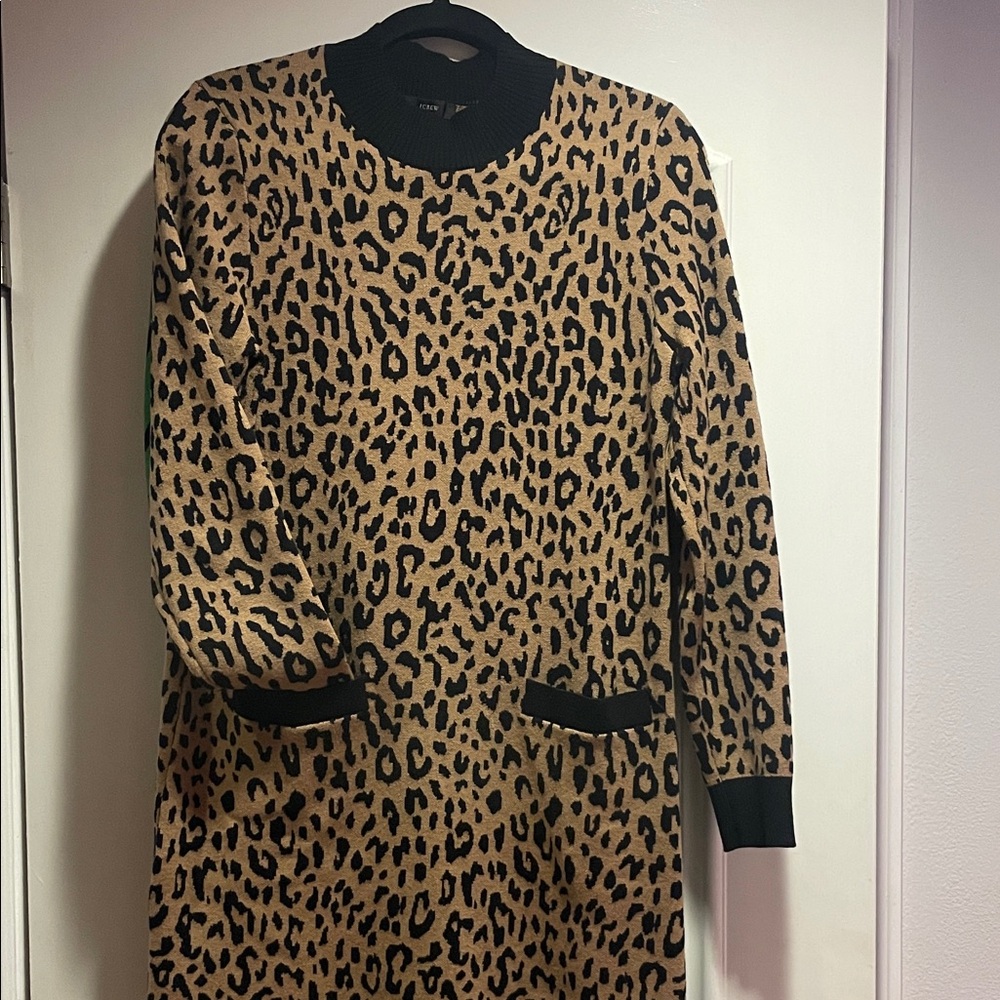 Leopard Print Sweater Dress
